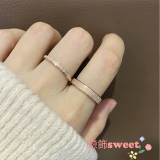 💞鈦鋼簡約百搭玫瑰金磨砂戒指 尾戒 對戒
