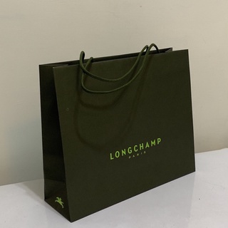 LONGCHAMP 全新正品LOGO 紙袋 手提袋 禮品袋 墨綠色 綠色 大