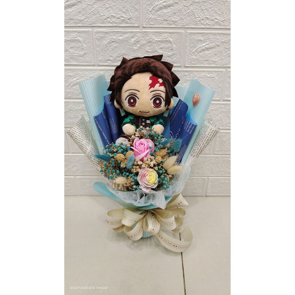 娃娃花束手作坊 鬼滅之刃炭治郎情人生日畢業花束 多款鬼滅娃娃可選 蝦皮購物