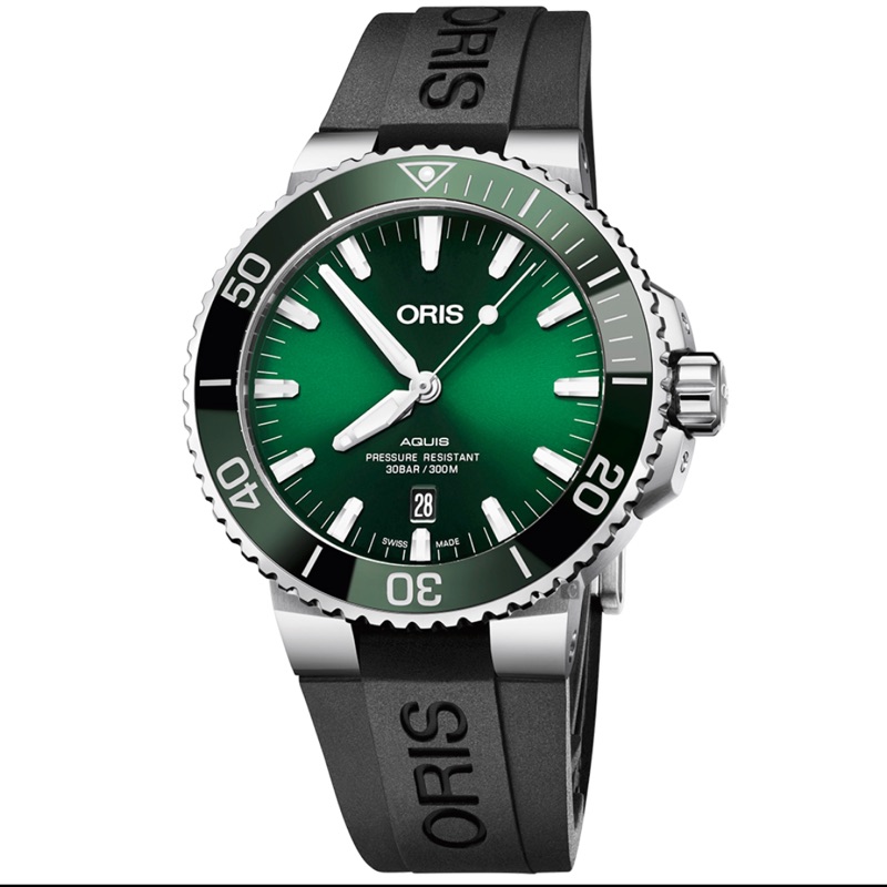 Oris Aquis 綠水鬼 保固到2022/12 台灣公司貨 盒單齊全 綠色面盤 綠色陶瓷圈 錶徑43.5 9.5成新