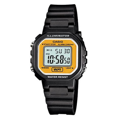 【CASIO】小巧方形復古電子錶-黑X黃面(LA-20WH-9A)正版宏崑公司貨