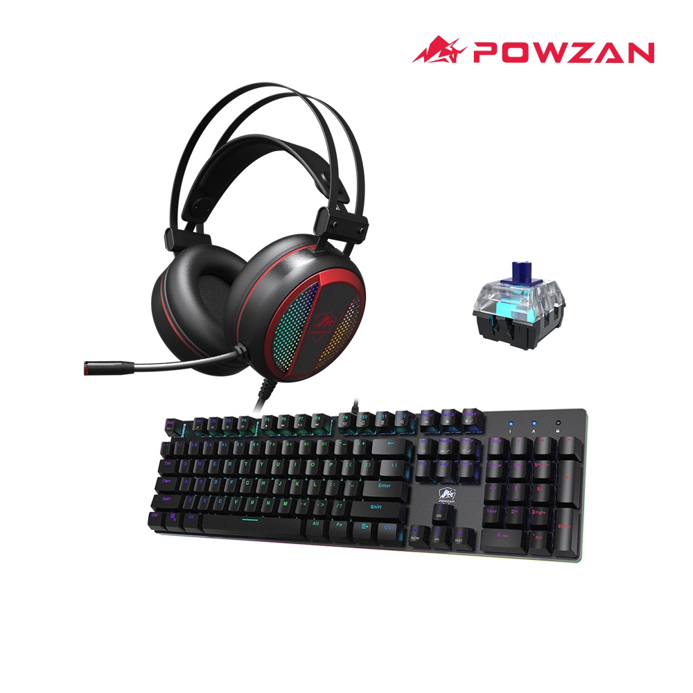 【二件組超值回鐀價】POWZAN CK650 Stardust RGB青軸鍵盤+SONAR CH400 RGB電競耳機