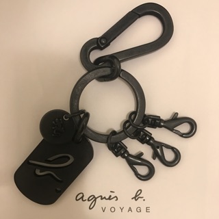 agnes b.金屬吊掛式 鑰匙圈 鑰匙扣 霧黑色