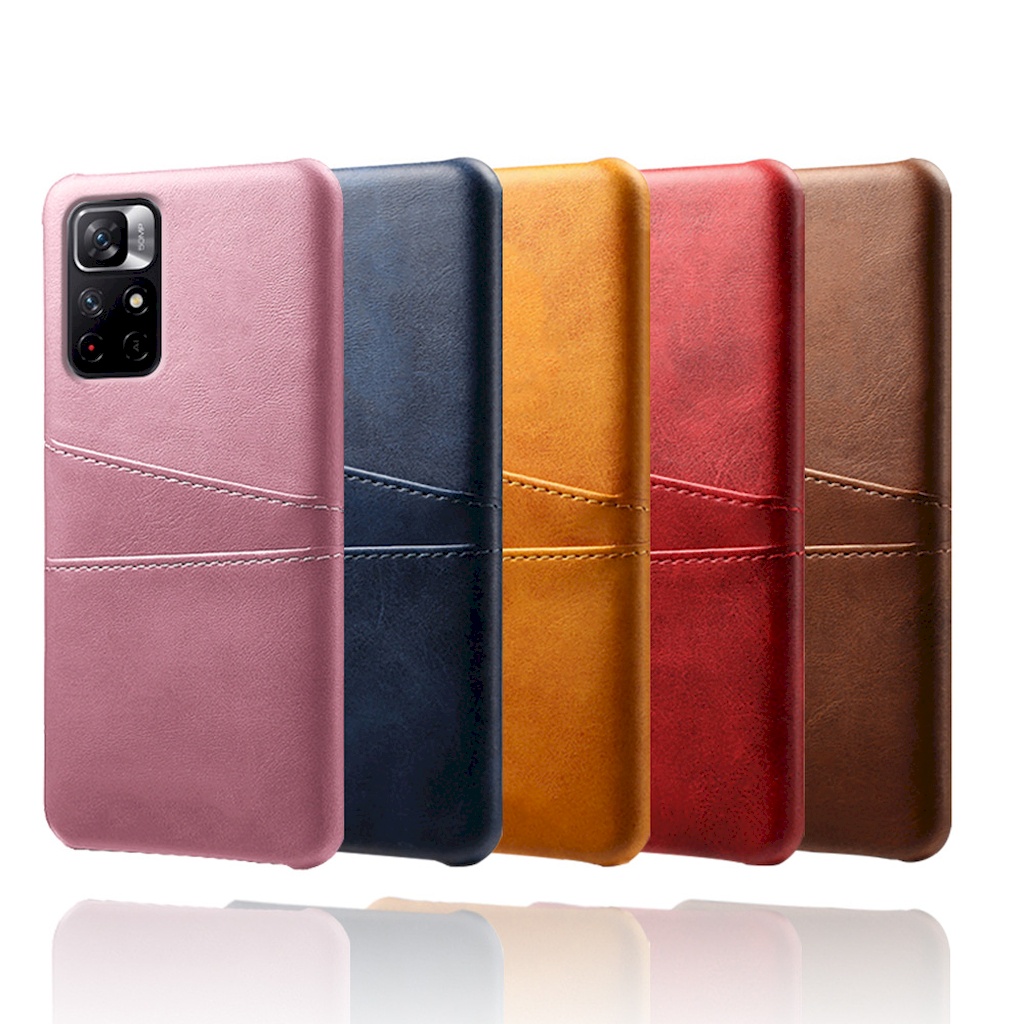 紅米 Redmi Note 11s 5G 皮革保護殼牛皮仿真皮紋雙插卡手機殼背蓋手機套