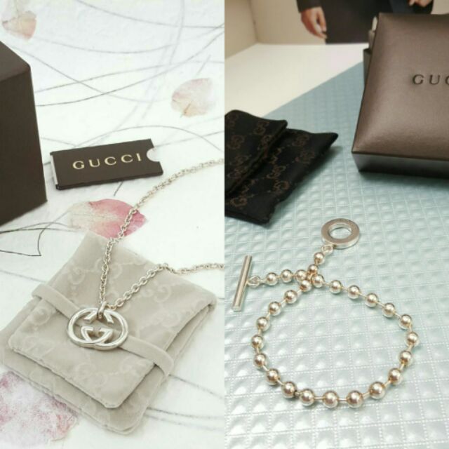 Gucci 男珠珠手鍊&amp;項鍊