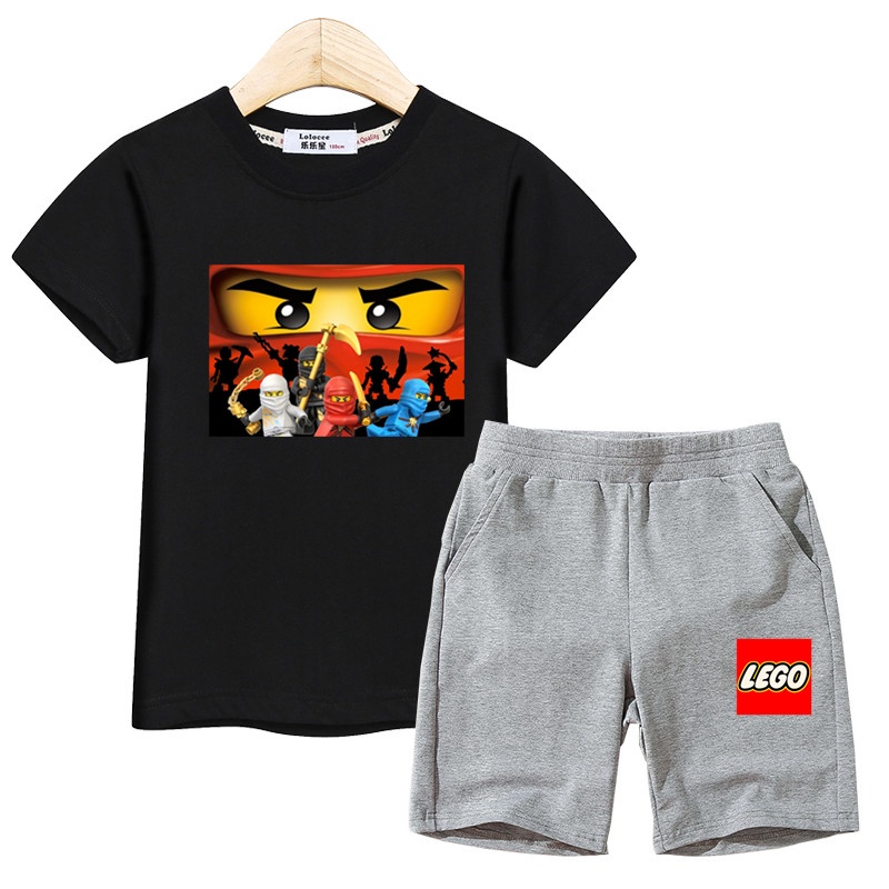 新款兒童卡通套裝LEGO 幻影忍者2件套嬰兒男童棉T恤上衣短褲服裝