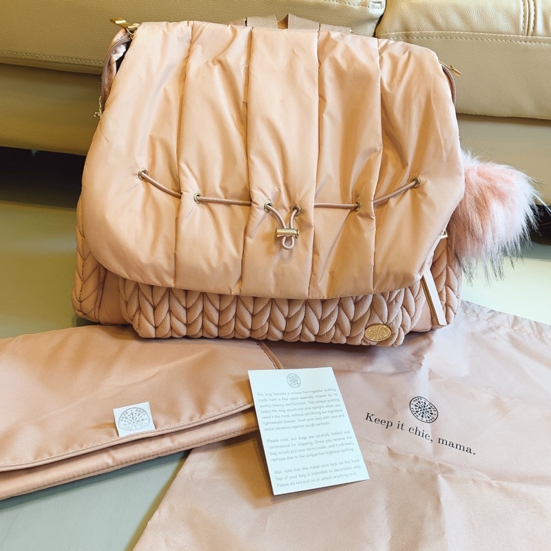 現貨二手happ 乾燥玫瑰編織輕量媽媽包旅行包後背包