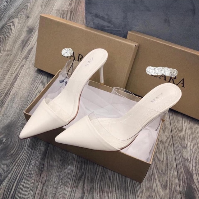 附真圖+i超奢華白色尖頭穆勒鞋8cm Zara尖頭鞋跟