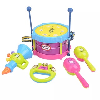 [現貨]兒童打擊樂器五件組 喇叭玩具 寶寶搖鈴 寶寶波浪鼓