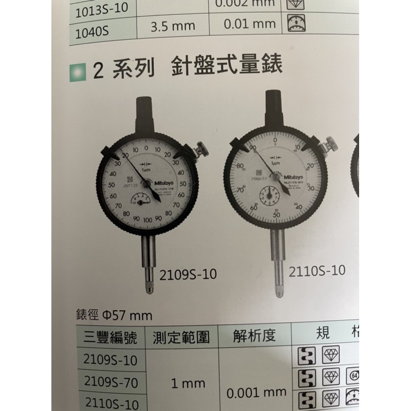 三豐針盤式千分錶2109S-10