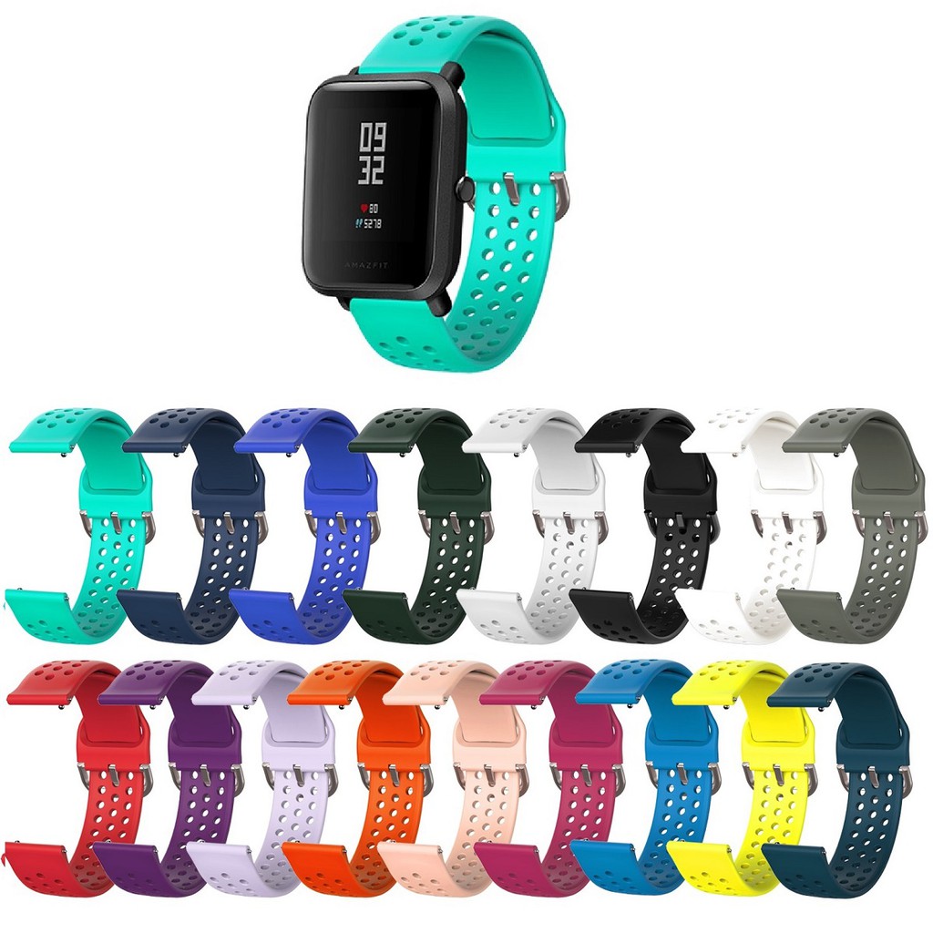 米動青春版手錶 gear sport 單色氣孔金屬反扣 矽膠 錶帶 米動手錶 20mm 華米 Amazfit GTS