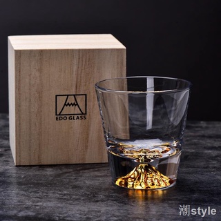 威士忌杯 日本富士山杯 江戶切子耐熱水晶玻璃杯 手工威士忌酒杯 情侶杯子 禮盒套裝 手作酒杯 冰山杯