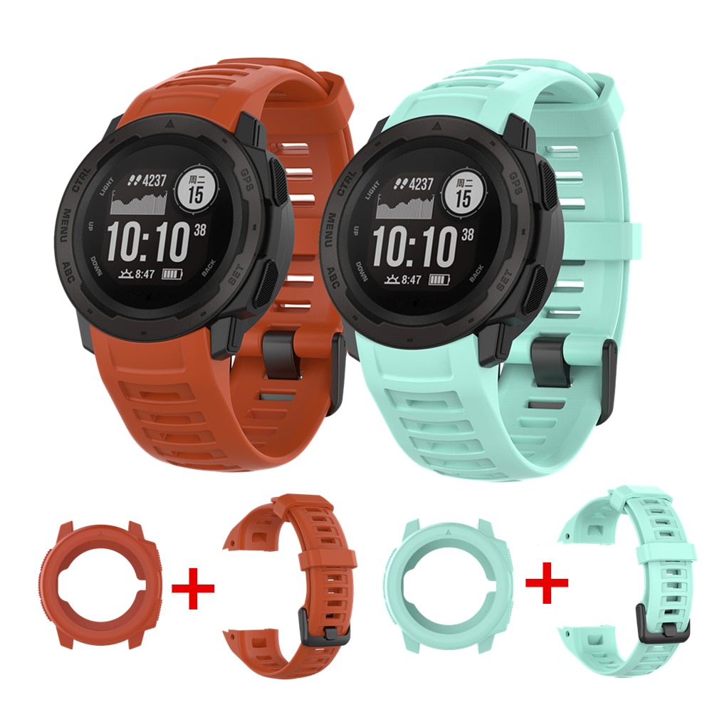 適用於Garmin Instinct錶帶+錶殼一體套裝配件 手環配件的保護套