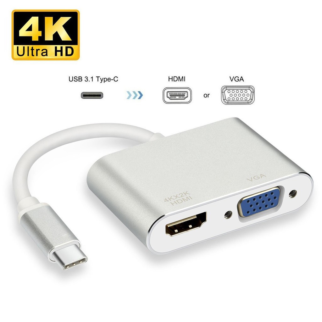 Type-C 轉 HDMI VGA 4K高清轉接器 USB 3.1 USB-C 轉 VGA HDMI視頻轉換器