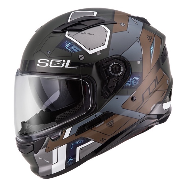 SOL SF-6 SF6 機動裝甲 消光墨綠/棕 全罩式安全帽 內襯可拆洗 雙D扣 雙鏡