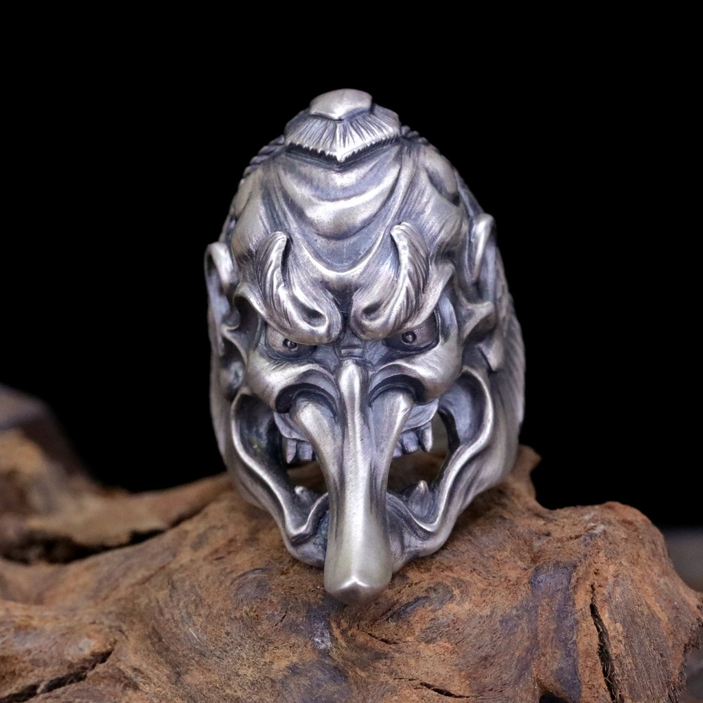 Silver Monsters 日本雕畫雙絕dual Flow 細緻雕工 天狗 手作啞光霧面戒指 蝦皮購物