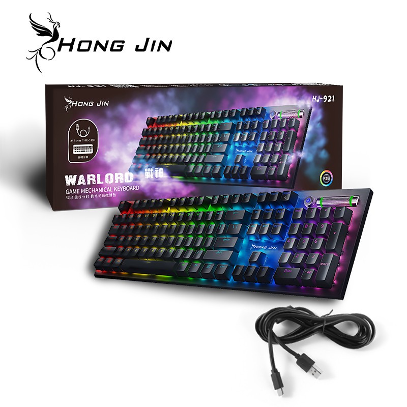 HJ-921 電競機械式鍵盤 RGB 電競鍵盤 鍵盤 鍵線分離 機械式鍵盤 雷雕ㄅㄆㄇ注音 呼吸燈 現貨 蝦皮直送