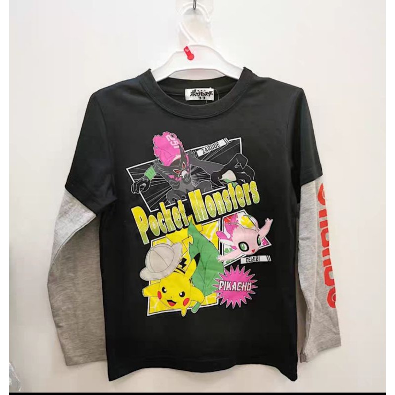 日本寶可夢神奇寶貝皮卡丘神奇寶可夢嬰幼兒兒童衣服長袖上衣長袖衣服上衣衣服春秋衣服黑色 恩恩購物城 蝦皮購物