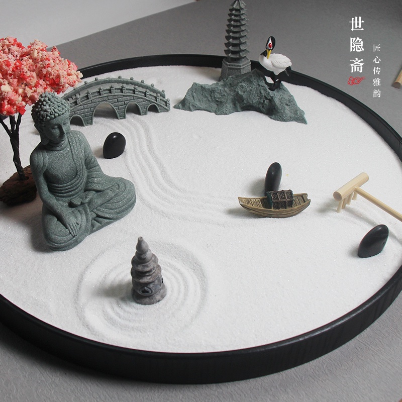 日本枯山水擺件山水沙盤日式庭院造景創意擺放玄關禪意裝飾品原創