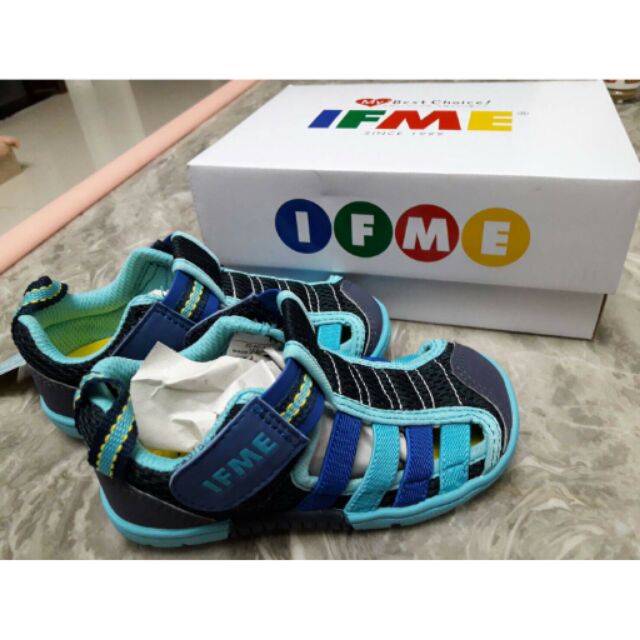 [全新] 日本IFME機能鞋 - 夏日繽紛款水涼鞋 / 水藍15.0 (附鞋盒)
