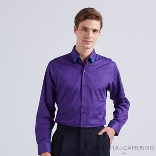 【ROBERTA諾貝達】 台灣製 印度素材 修身版 絲光棉輕柔長袖襯衫 RDJ50-47 亮紫