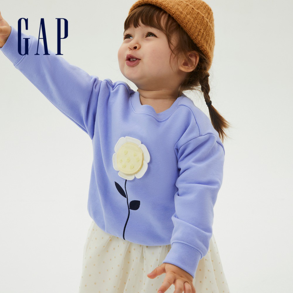 Gap 女幼童裝 趣味大學T-藍色(831037)