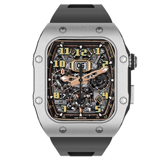 改裝 Mod 套件金屬錶殼矽膠錶帶適用於 Apple Watch Series 9 8 7 45 毫米 44 毫米
