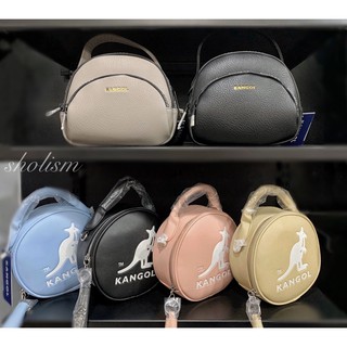 Kangol 袋鼠 質感 小圓包 大容量 附背帶 側背包 女包 皮革 荔枝皮 拉鍊 包包 防潑水