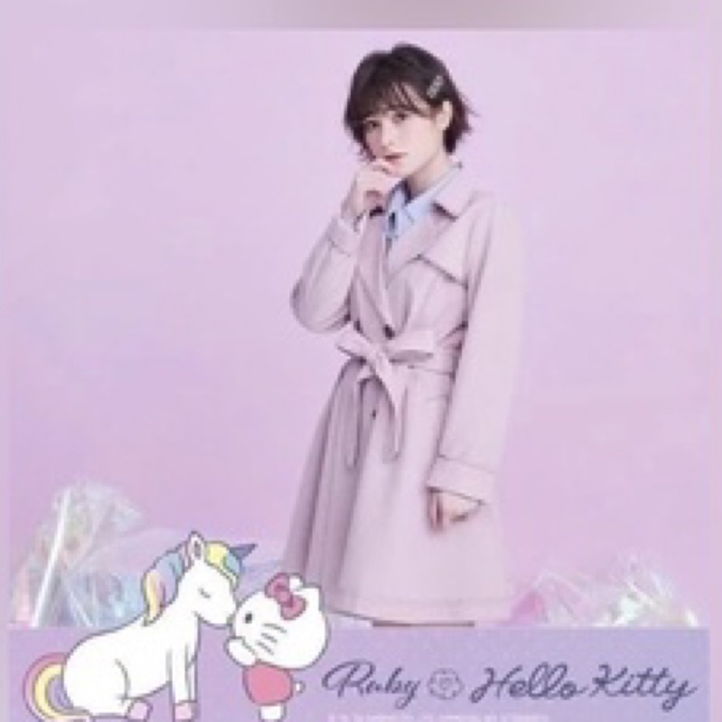 （客訂，保留中）全新 Hello Kitty x Ruby 聯名款 鉤花滾邊風衣外套 露比午茶 粉色 S碼