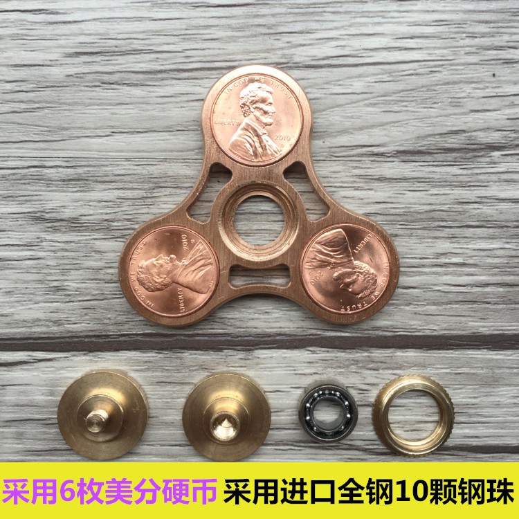 美國 Ctoom EDC純紅銅美元指尖陀螺 減壓玩具 鑲崁美金 手指玩具 減壓玩具 CNC精密陶瓷軸承