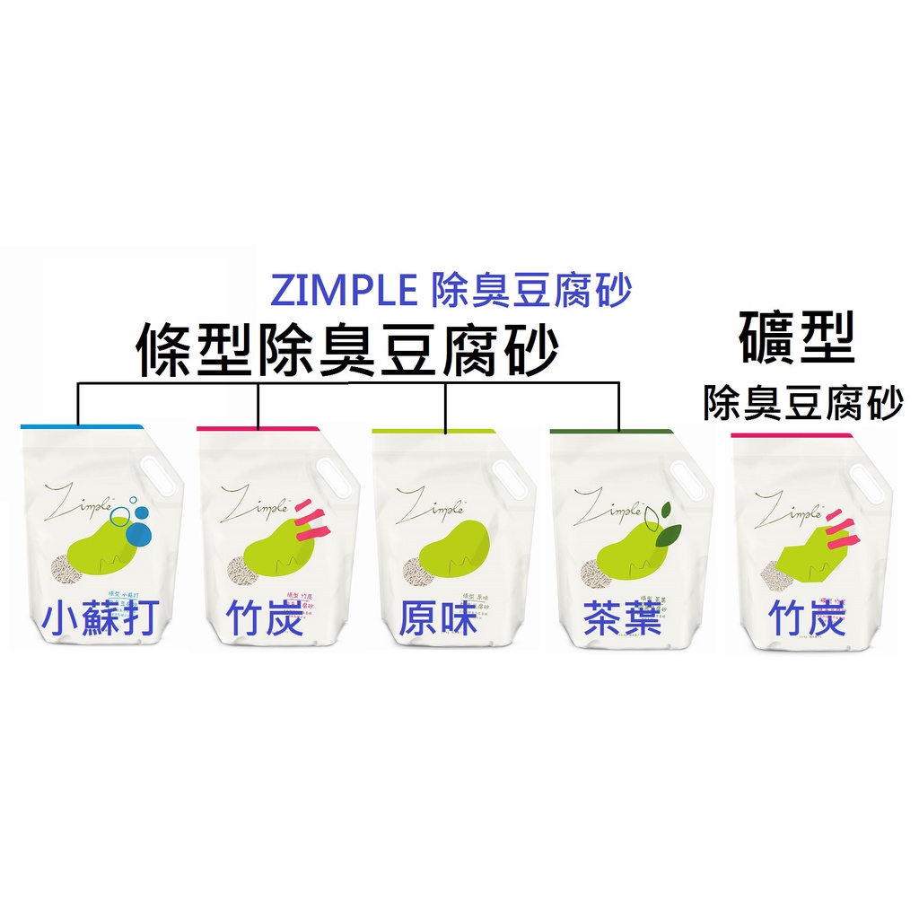Zimple 除臭豆腐砂 條形/礦型 2.5kg 原味/竹炭/茶葉/小蘇打 貓砂 豆腐砂 環保貓砂