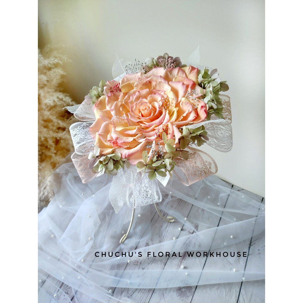 啾 花藝 永生花捧花美莉亞拼接捧花新娘捧花結婚捧花不凋花客製化 蝦皮購物