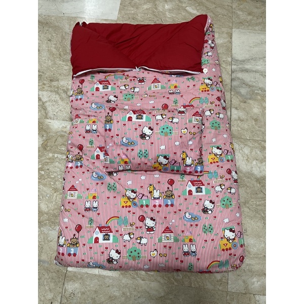 懷舊Sanrio三麗鷗Hello kitty童被滿版睡袋送小枕頭