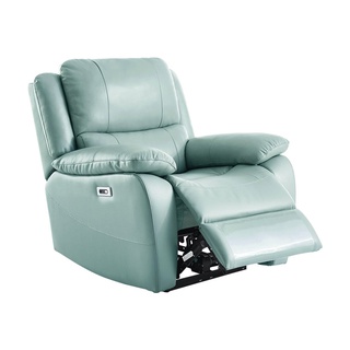 【hoi! 】 林氏木業頭層牛皮電動附USB乳膠獨立筒單人躺椅沙發 LS170-薄荷藍/安運費用1200元
