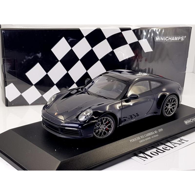 1:18 Minichamps Porsche 911(992) Carrera 4S 2019金屬藍黑 限量336台