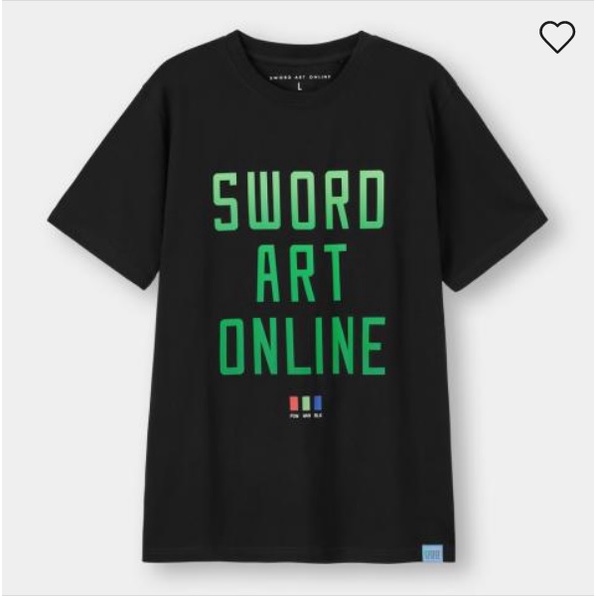 全新 GU 聯名 刀劍神域 Sward Art Online 純棉印花T恤(短袖) 尺寸XL 黑色 0906-265