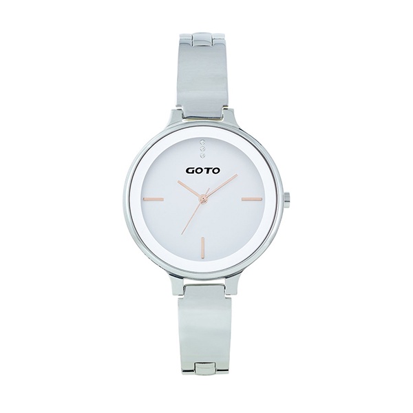 【Goto】奢華簡約系列晶鑽時尚腕錶-金屬白/GS0070B-2S-241/台灣總代理公司貨享一年保固