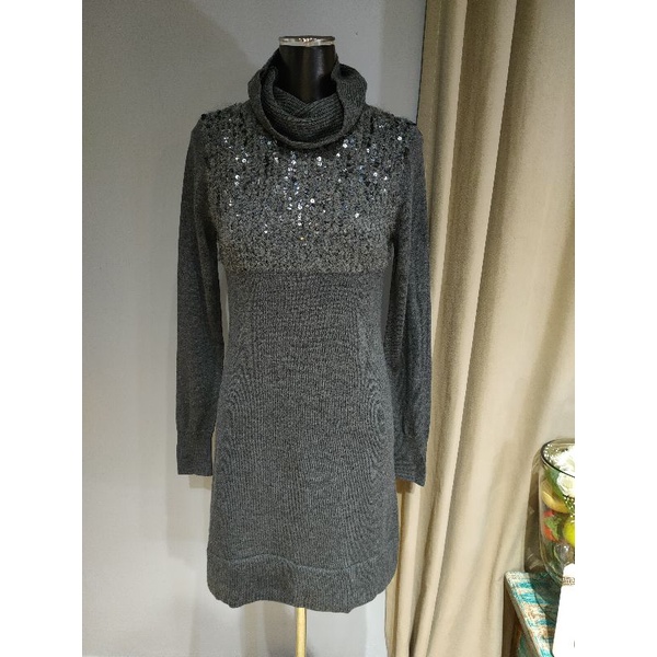 (全新含吊牌 $10980）設計師 高美芬 KAO MEIFEN 灰色 柔軟針織毛料洋裝