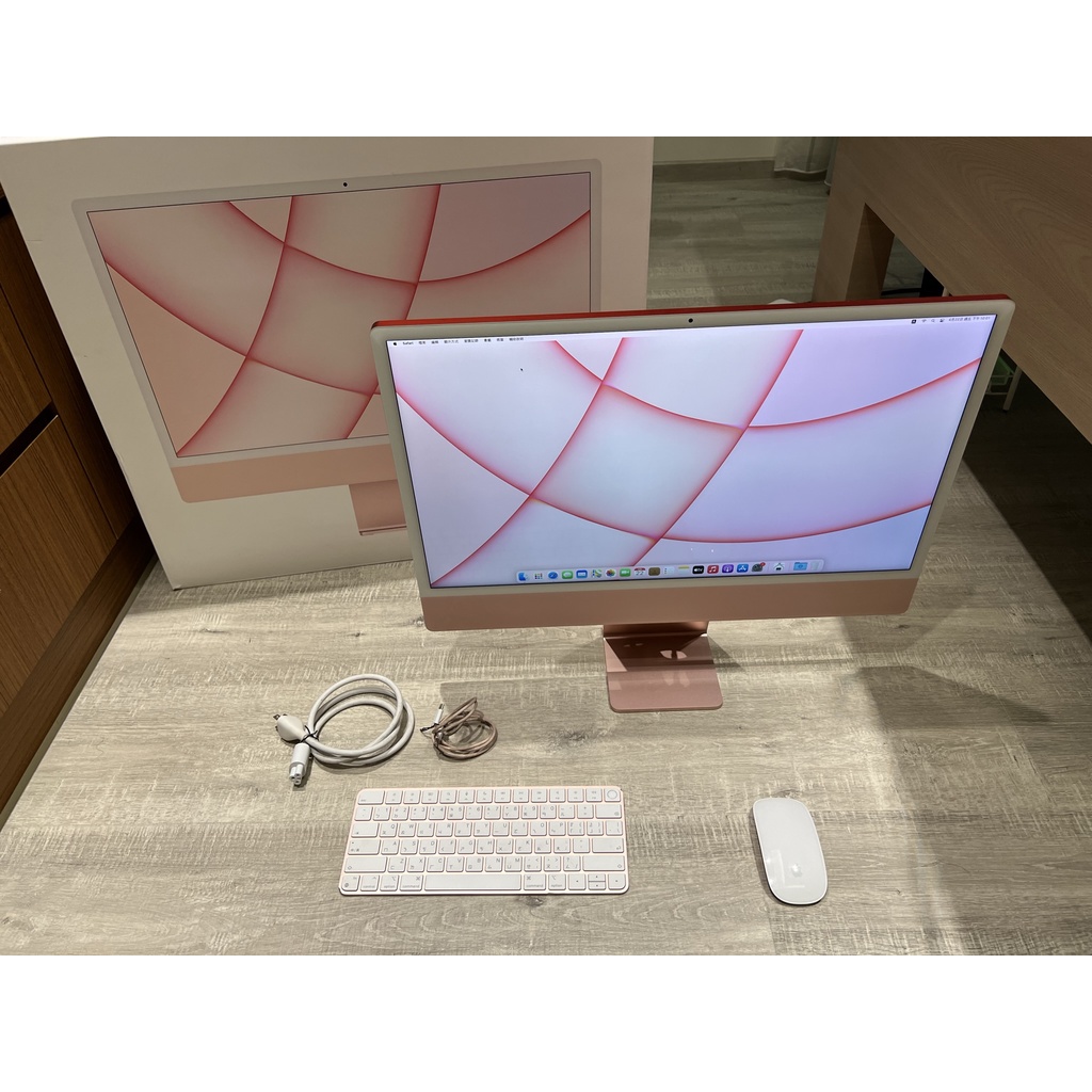 Apple iMac 24吋 M1 8G 256G 2021 紅 8C8G 玫瑰金 A2438 二手主機