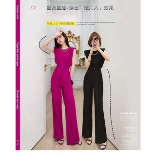 時尚氣質高階感套裝2025年夏季新款無袖上衣高腰寬褲兩件套女洋氣洋裝%棉