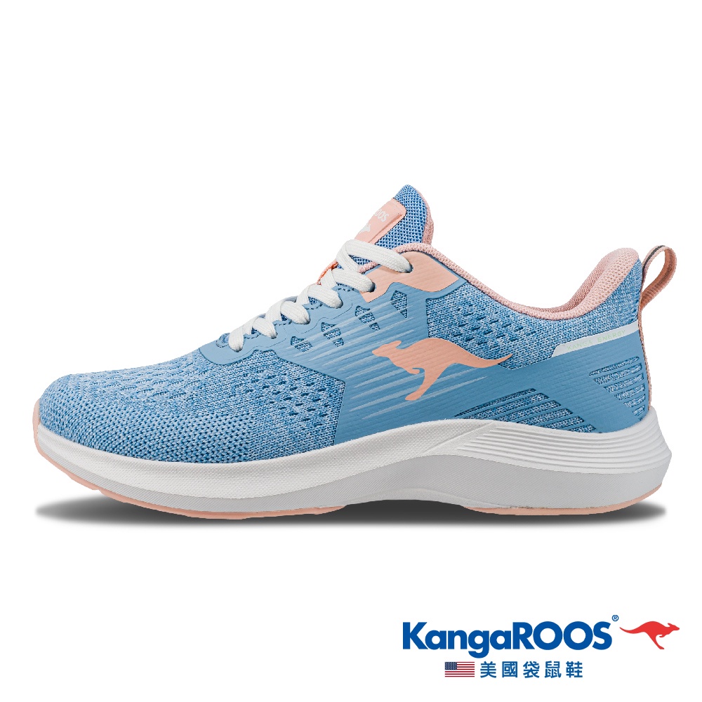【KangaROOS 美國袋鼠鞋】女 RUN SPEED 透氣吸濕 輕量緩震 慢跑鞋 (淺藍-KW21426)