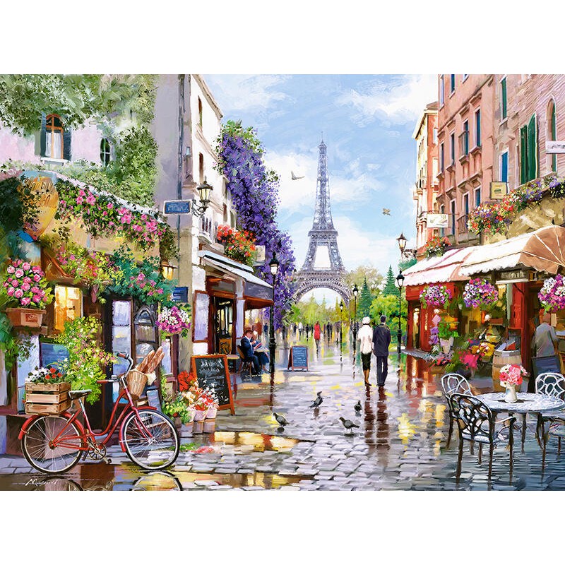 300525 3000片歐洲進口拼圖 CAS 繪畫風景 法國 巴黎 艾斐爾鐵塔  歐洲街道