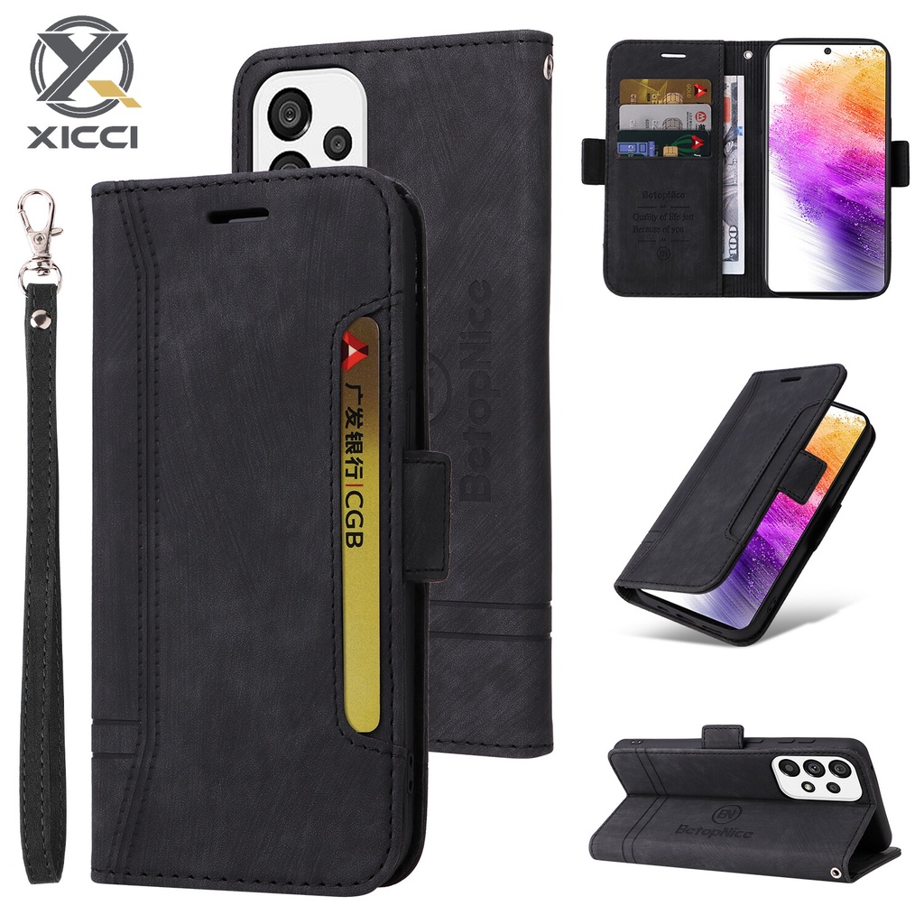 XICCI適用於三星A52 5G A32 A22 M32 A12 5G A03皮革TPU錢包保護套帶磁性卡槽手机殼