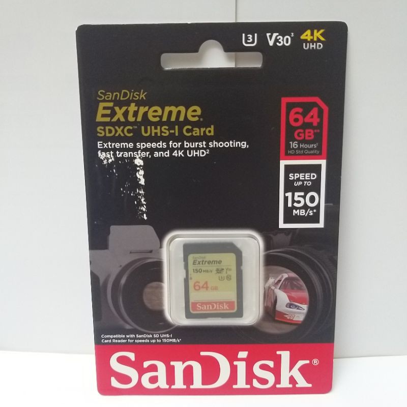 SanDisk Extreme SDXC 64G 64GB 讀取150MB/s 4K 記憶卡 公司貨 微單 單眼 相機