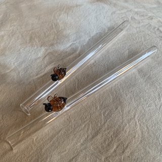 QC館-臺灣製【蜜蜂-動物玻璃吸管(安心戳&平口)】Animal Glass Straw-Bee