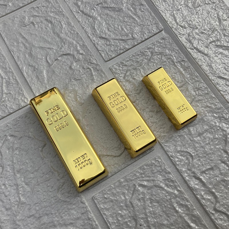 Happy 仿真假金磚道具黃金塊展示模型純銅實心樣品大金條擺件婚慶裝飾品 裝飾品 道具 黃金塊展示 模型 蝦皮購物