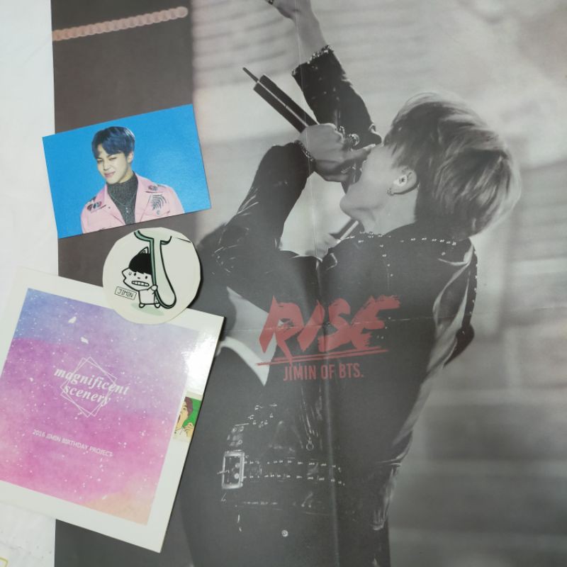 防彈少年團 BTS Jimin 韓站海報+小卡+貼紙+CD+機票卡 禮包