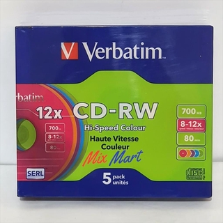 Cd-rw Verbatim 套管 Color.700 MB 速度 8-12 X 80 分鐘