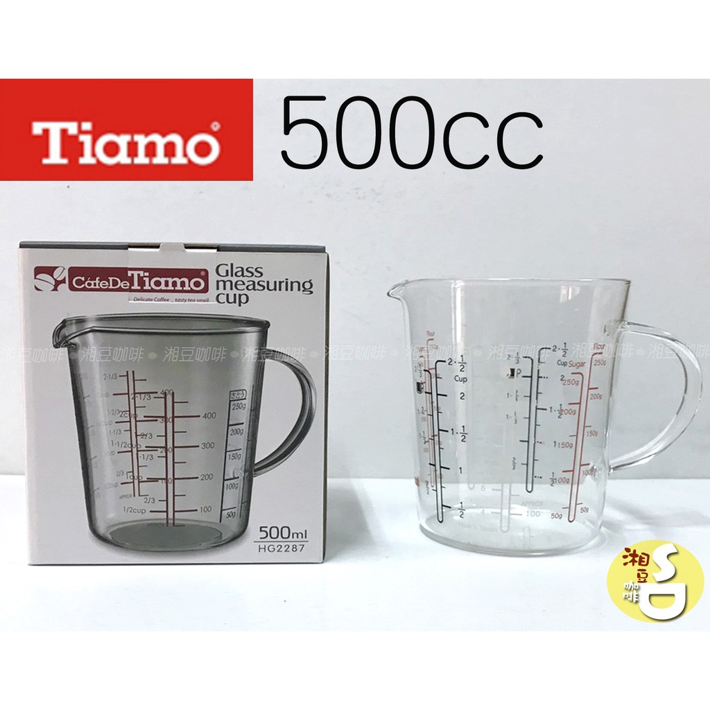 ~湘豆咖啡~附發票 Tiamo 玻璃量杯/咖啡量杯/量杯  (大) 有柄 台灣製造 500ml