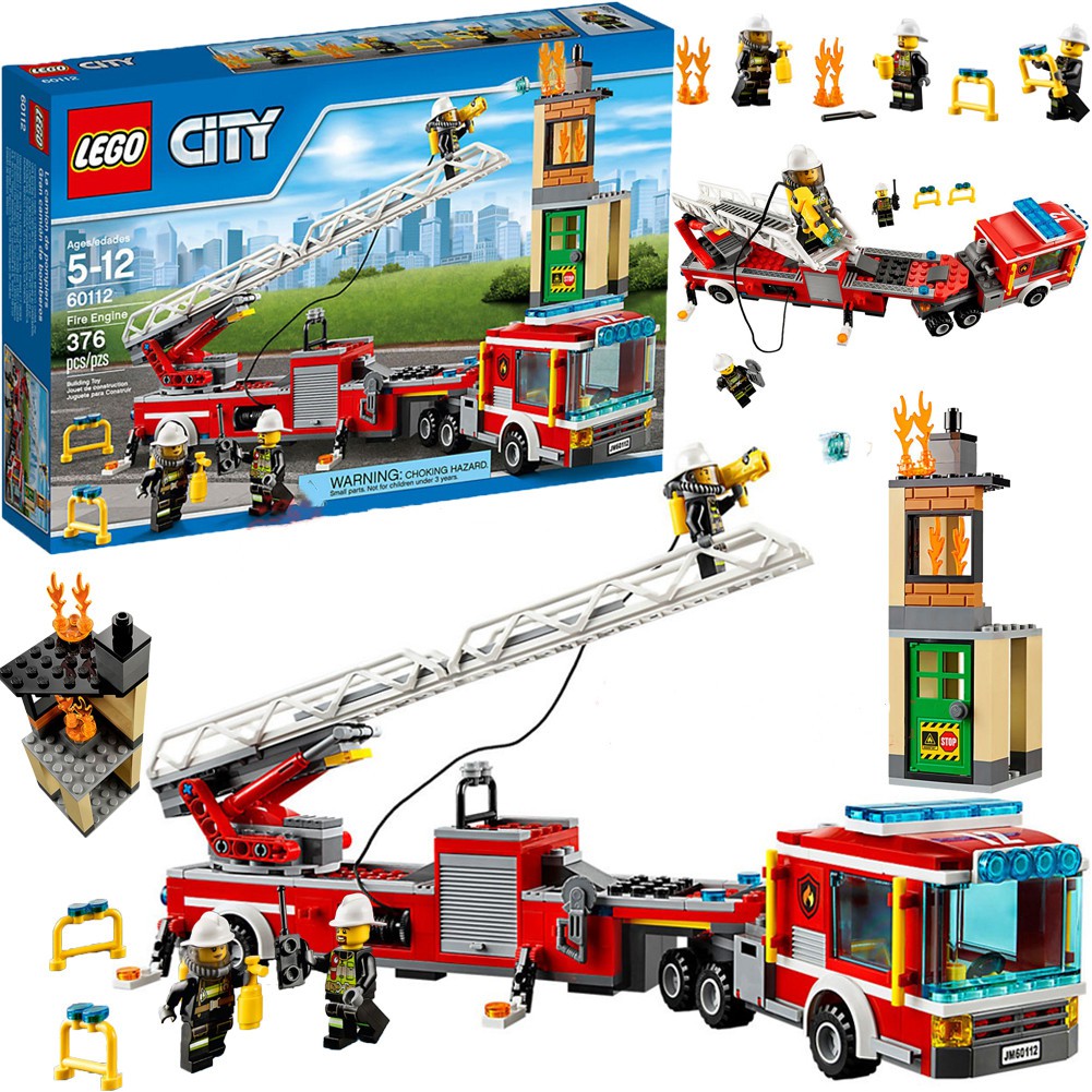 11 18 Lego 樂高 城市火警系列加長云梯消防車拼插積木玩具包郵 蝦皮購物